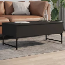   vidaXL fekete szerelt fa és fém dohányzóasztal 100 x 50 x 40 cm