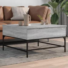   vidaXL szürke sonoma szerelt fa és fém dohányzóasztal 80 x 80 x 45 cm