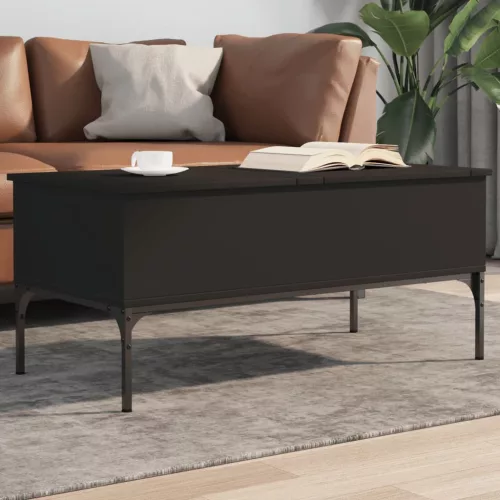 vidaXL fekete szerelt fa és fém dohányzóasztal 100 x 50 x 45 cm