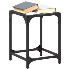   vidaXL 2 db acél dohányzóasztal átlátszó üveglappal 30 x 30 x 40 cm