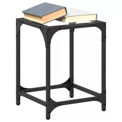 vidaXL 2 db acél dohányzóasztal átlátszó üveglappal 30 x 30 x 40 cm