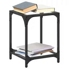   vidaXL acél dohányzóasztal átlátszó üveglappal 30 x 30 x 40 cm