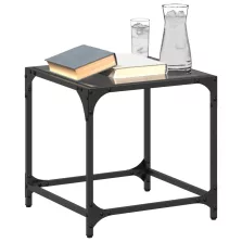   vidaXL 2 db acél dohányzóasztal fekete üveglappal 40 x 40 x 40 cm