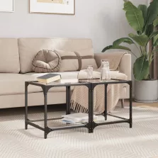   vidaXL 2 db acél dohányzóasztal átlátszó üveglappal 40 x 40 x 40 cm