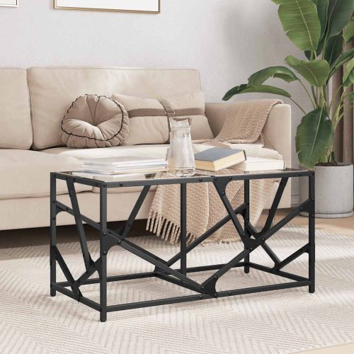 vidaXL acél dohányzóasztal átlátszó üveglappal 78,5 x 40 x 41 cm