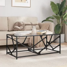   vidaXL acél dohányzóasztal fekete üveglappal 98,5 x 50 x 41 cm