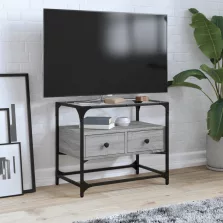   vidaXL szürke sonoma szerelt fa TV-szekrény üveglappal 60 x 35 x 51 cm