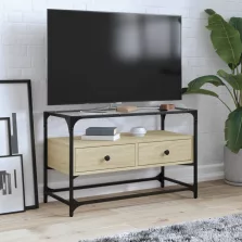  vidaXL sonoma tölgy szerelt fa TV-szekrény üveglappal 80 x 35 x 51 cm