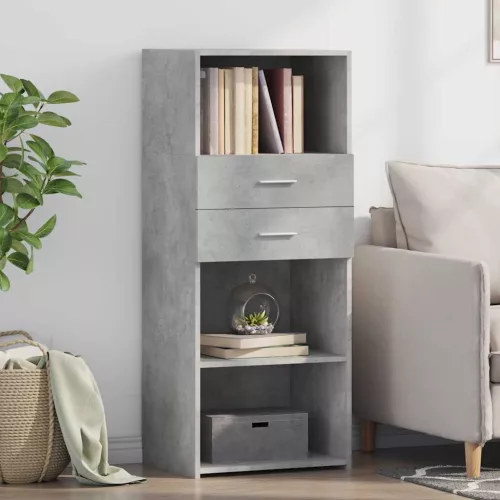 vidaXL betonszürke szerelt fa magasszekrény 50 x 42,5 x 124 cm