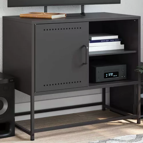 vidaXL fekete acél TV-szekrény 68 x 39 x 60,5 cm