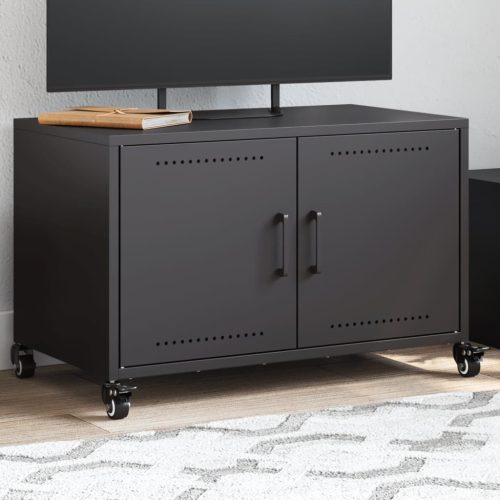 vidaXL fekete hidegen hengerelt acél TV-szekrény 68 x 39 x 43,5 cm