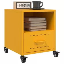   vidaXL 2 db mustársárga acél éjjeliszekrény 36x39x43,5 cm