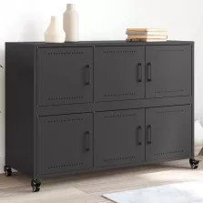 vidaXL fekete acél tálalószekrény 100,5 x 39 x 72 cm