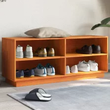   vidaXL viaszbarna tömör fenyőfa cipőszekrény 110 x 34 x 45 cm