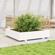   vidaXL fehér tömör fenyőfa kerti virágláda 110x110x26,5 cm