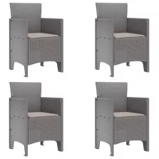   vidaXL Kerti székek párnákkal 4 db Világosszürke Polirattan