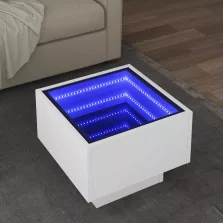 vidaXL fehér szerelt fa kisasztal LED-del 40 x 40 x 30 cm