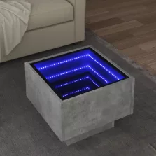   vidaXL betonszürke szerelt fa kisasztal LED-del 40 x 40 x 30 cm