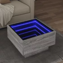   vidaXL szürke sonoma szerelt fa dohányzóasztal LED-del 50 x 50 x 30 cm