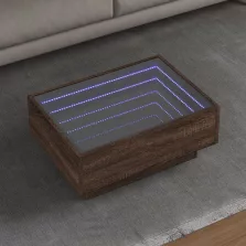   vidaXL barna tölgy szerelt fa dohányzóasztal LED-del 70 x 50 x 30 cm