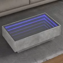   vidaXL betonszürke szerelt fa dohányzóasztal LED-del 90 x 50 x 30 cm