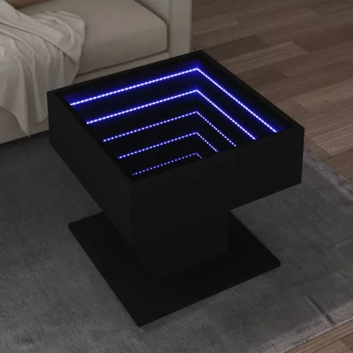 vidaXL fekete szerelt fa dohányzóasztal 50 x 50 x 45 cm