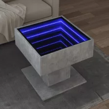   vidaXL betonszürke szerelt fa dohányzóasztal LED-del 50 x 50 x 45 cm
