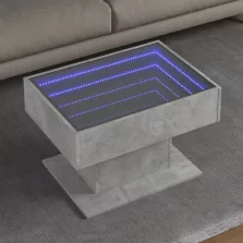  vidaXL betonszürke szerelt fa dohányzóasztal LED-del 70 x 50 x 45 cm