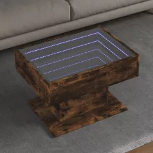   vidaXL füstös tölgy szerelt fa dohányzóasztal LED-del 70 x 50 x 45 cm