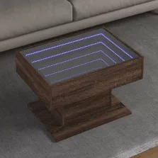   vidaXL barna tölgy szerelt fa dohányzóasztal LED-del 70 x 50 x 45 cm