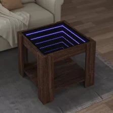   vidaXL barna tölgy szerelt fa dohányzóasztal LED-del 53 x 53 x 45 cm