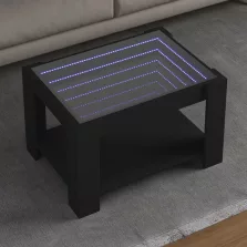   vidaXL fekete szerelt fa dohányzóasztal LED-del 73 x 53 x 45 cm