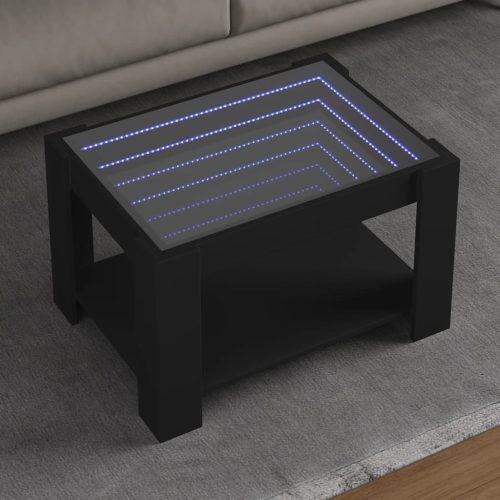 vidaXL fekete szerelt fa dohányzóasztal LED-del 73 x 53 x 45 cm