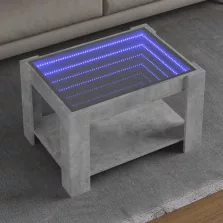   vidaXL betonszürke szerelt fa dohányzóasztal LED-del 73 x 53 x 45 cm