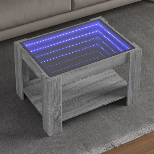 vidaXL szürke sonoma szerelt fa dohányzóasztal LED-del 73 x 53 x 45 cm