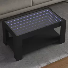   vidaXL fekete szerelt fa dohányzóasztal LED-del 93 x 53 x 45 cm