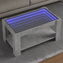   vidaXL betonszürke szerelt fa dohányzóasztal LED-del 93 x 53 x 45 cm