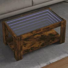   vidaXL füstös tölgy szerelt fa dohányzóasztal LED-del 93 x 53 x 45 cm