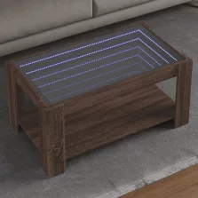   vidaXL barna tölgy szerelt fa dohányzóasztal LED-del 93 x 53 x 45 cm