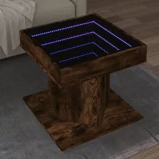   vidaXL füstös tölgy szerelt fa dohányzóasztal LED-del 50 x 50 x 45 cm