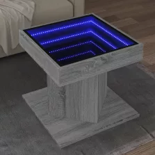   vidaXL szürke sonoma szerelt fa dohányzóasztal LED-del 50 x 50 x 45 cm