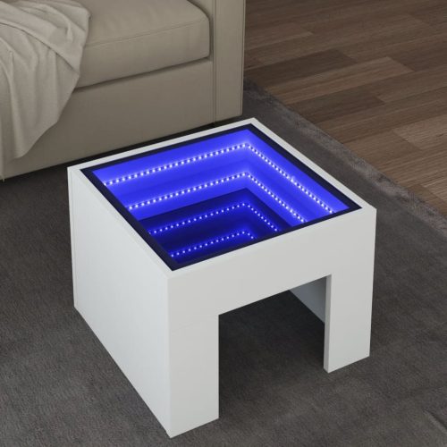 vidaXL fehér végtelen hatású LED-es dohányzóasztal 40 x 40 x 30 cm