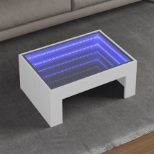   vidaXL fehér végtelen hatású LED-es dohányzóasztal 70 x 50 x 30 cm