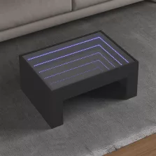   vidaXL fekete végtelen hatású LED-es dohányzóasztal 70 x 50 x 30 cm