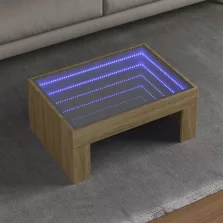   vidaXL sonoma tölgy végtelen hatású LED-es dohányzóasztal 70x50x30 cm