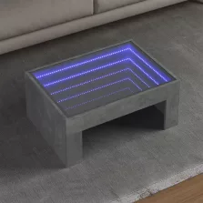   vidaXL betonszürke végtelen hatású LED-es dohányzóasztal 70x50x30 cm