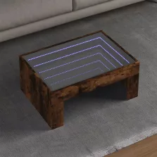   vidaXL füstös tölgy végtelen hatású LED-es dohányzóasztal 70x50x30 cm