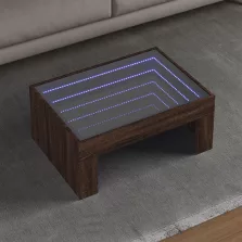   vidaXL barna tölgy végtelen hatású LED-es dohányzóasztal 70x50x30 cm