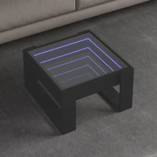   vidaXL fekete végtelen hatású LED-es dohányzóasztal 50 x 53 x 30 cm