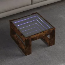   vidaXL füstös tölgy végtelen hatású LED-es dohányzóasztal 50x53x30 cm